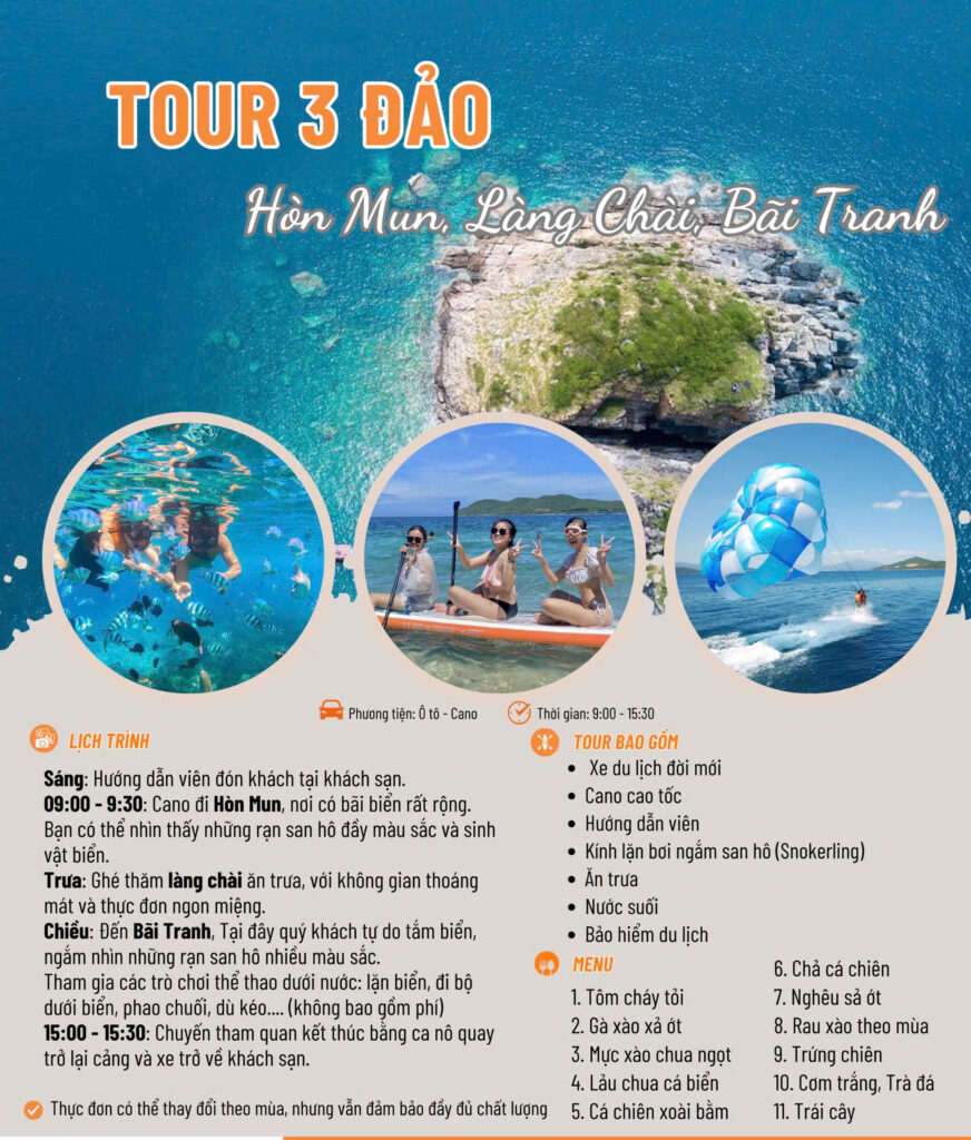 Tour 3 đảo Hòn Mun Tour 3 đảo Hòn Mun